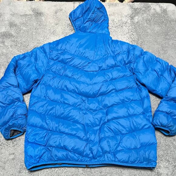 Trespass Down Jacket Mens XXL Quilted Coat Blue Hooded Stormer **flaw - Picture 3 of 11